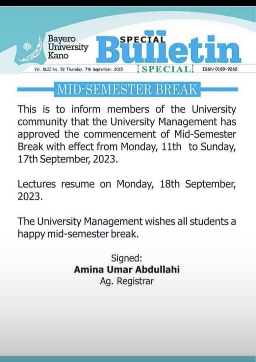 Varsity_Campus's tweet photo. Mid-Semester Break.. https://t.co/yTWi67mEFx
