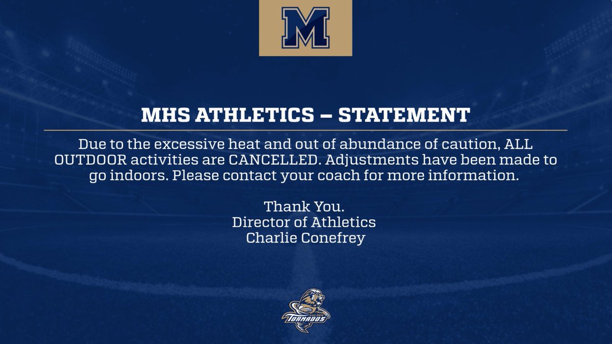 MaldenHS_Sports's tweet photo. Please contact your coach for further information and continue to hydrate regardless if you are practicing or not! @NewsMaldenMA @jeremiahsmith55 @RickCaceda @Coachwitche92 @MayorOfMalden @maldenhighvb @LeagueBoston @sturdy2025 https://t.co/0BqGyDlwZ9