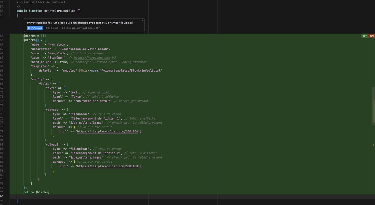 _PrestaSafe's tweet image. 🚀 Découverte de #CURSOR, cursor.so un IDE boosté par l'IA! 🧠 Scanné la doc de prettyblocks.io et voilà que l'IDE "comprend" le code! Résultat? Développé des blocks à vitesse grand V ⚡. L'IA redéfinit le codage! #DevTech #Innovation #PrettyBlocks #ChatGPT