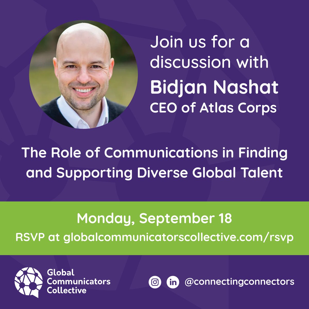 gcc_connectors's tweet image. At this month’s luncheon, we will hear from @bnashat, CEO of @atlascorps. Bidjan will share more about his professional journey and the strategies he uses to find and support exceptional diverse global talent. RSVP here: bit.ly/3xjWSFi
#storytelling #networking #talent