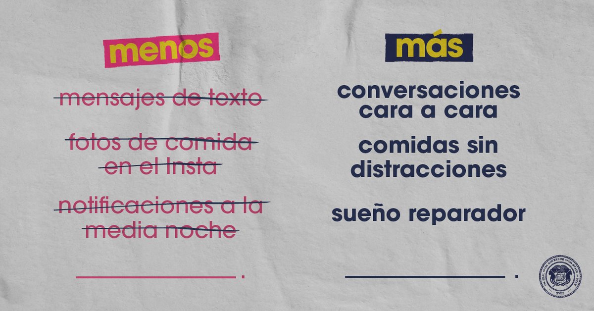 Más de esto, y menos de aquello. Ahora inténtelo. Más información en redessociales.utah.gov