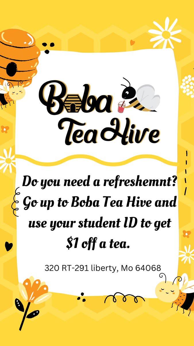 LNHSports's tweet image. EAGLES: use your student ID’s to get $1 off at Boba Tea Hive🦅🐝