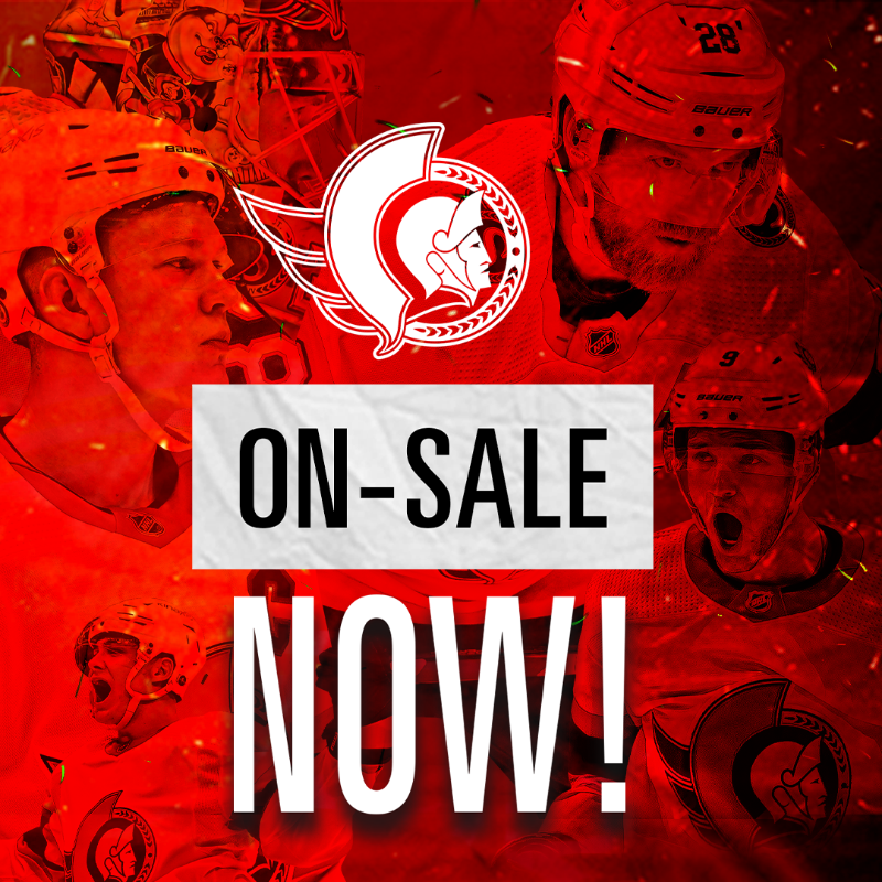 Senators's tweet photo. All Oct. – Dec. tickets are now on-sale! Grab yours while you still can and get ready to take in the action during the 2023-24 season.