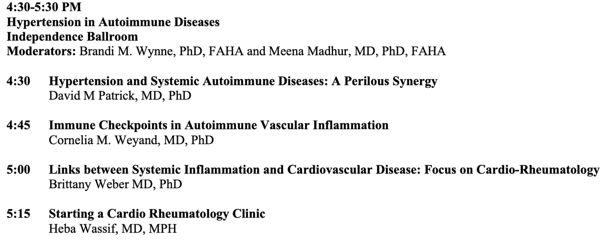 7% of the US population suffers from an #autoimmunedisease and #CVDisease is a major cause of morbidity and mortality. Excited to share the stage with Cornelia M. Weyand, @Bweber04, and @DrHebaMD to discuss this important topic at #Hypertension23 tomorrow at 4:30.