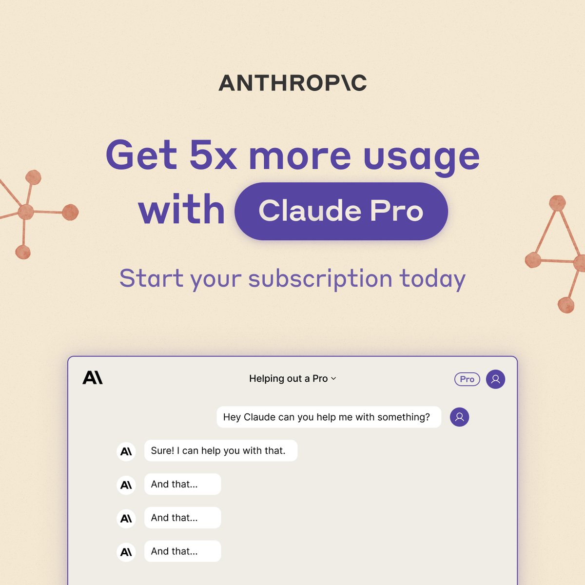 Today, we’re introducing Claude Pro, our new plan on Claude.ai offering 5x more usage.

For a monthly price of $20 (US) or £18 (UK), customers will get more message capacity, priority access during high-traffic periods, and early access to new features.
