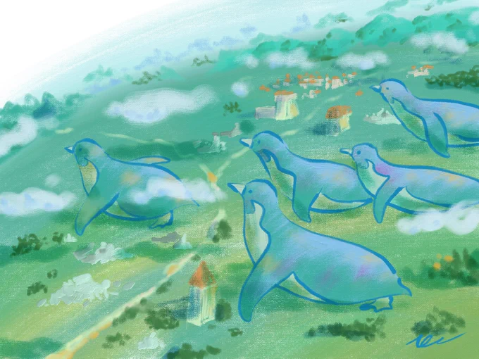 #私の作品知ってもらえたら幸せの極み最近は大きなペンギン描いてます 