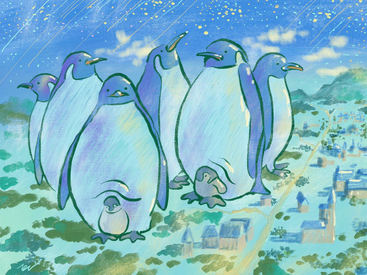 「#私の作品知ってもらえたら幸せの極み最近は大きなペンギン描いてます 」|ペンギンラッシュのイラスト