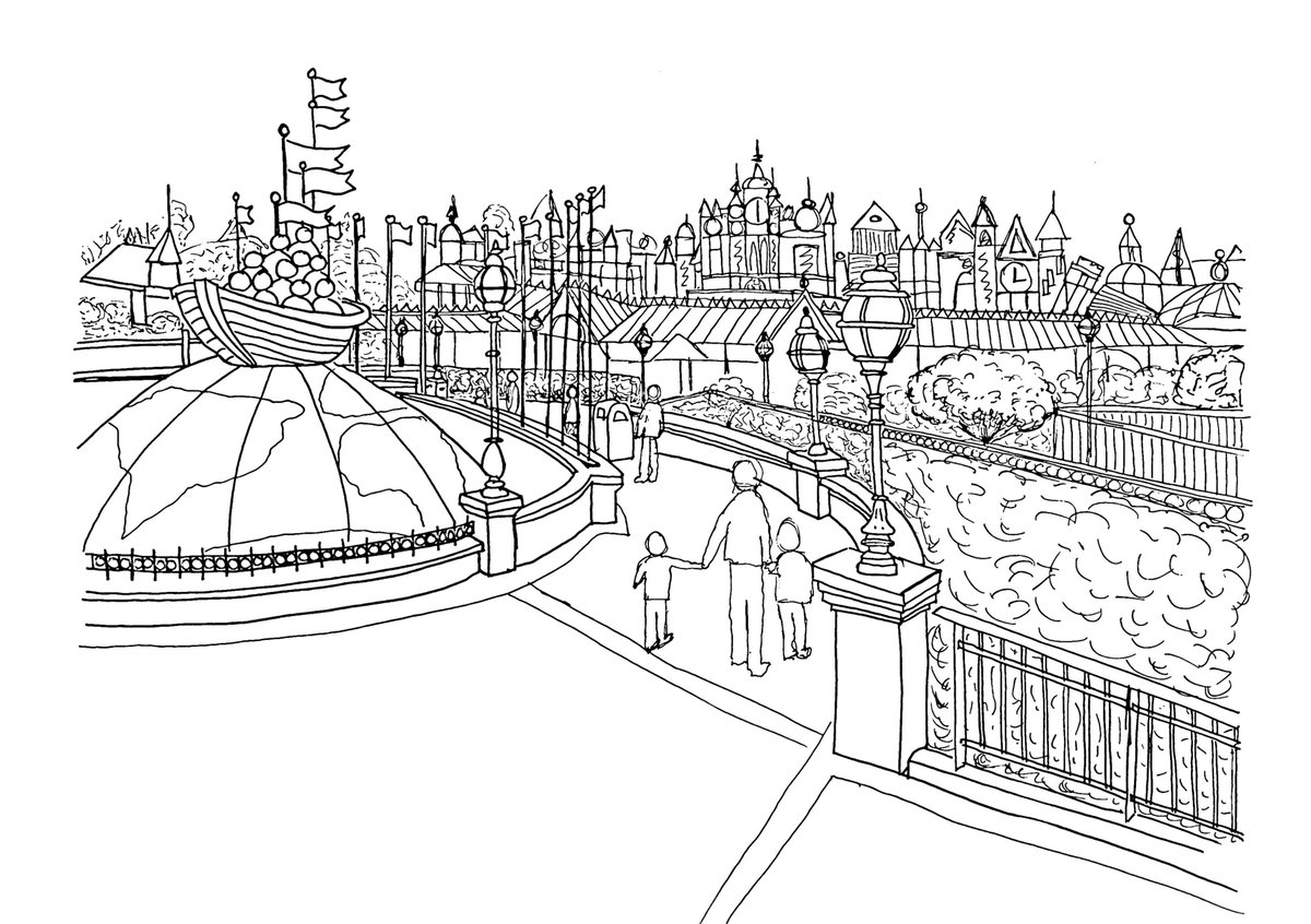 #MyHomeFromHome sketch for <a href="/ArchBenSoc/">Architects Benevolent Society</a> #Time2Sketch 2023. 

It will come as no surprise that it is Disneyland Paris in particular the It's A Small World ride. I have loved this ride all my life and I am my happiest when in a Disney Theme Park.