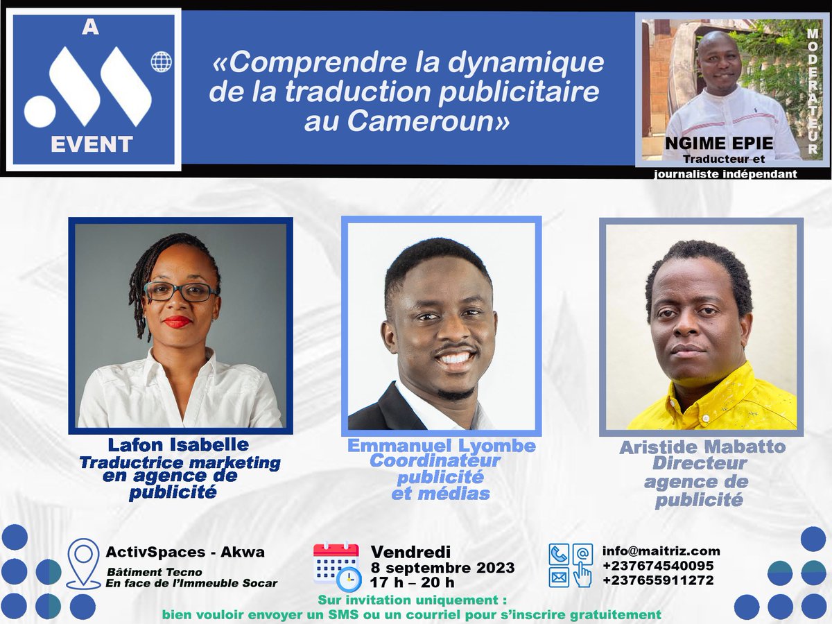 MaitrizLSP's tweet photo. Salut, 

Nous sommes  jour  j moins 1.

Voici donc un petit rappel des questions que nous allons aborder.

#JIT2023 #Traduirelafrique #traduireleCameroun https://t.co/N8yhhQ7nAp