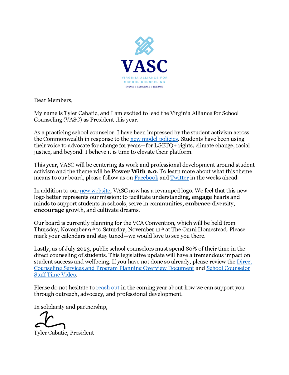 Vasc Letters Virginia Alliance for School Counseling (VASC) (@VASC_VCA) / Posts / X