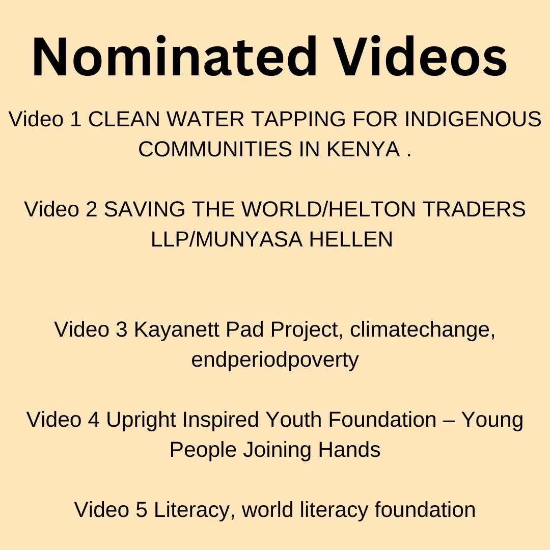 SustoryLove's tweet photo. These are our five nominees for the Sustory Competition. 

Kindly vote for the video that inspires you a lot through our webpage on the top https://t.co/105aKuQXE7 . Our winners will be announced on the 16th . Reach out to us in case of anything . https://t.co/UDO2yUd9hP