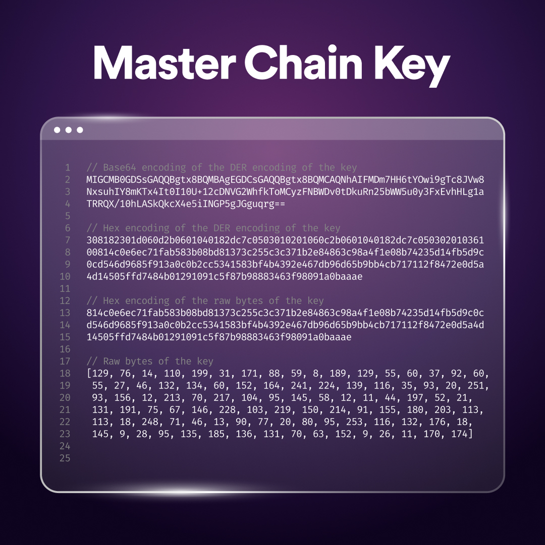 Congrats to @levifeldman, who found #ICP’s master chain key in only 12 mins! 🥳 Fun fact: there are several correct answers as the key can be encoded in different ways depending on where it is used. Here are some of these encodings 👇