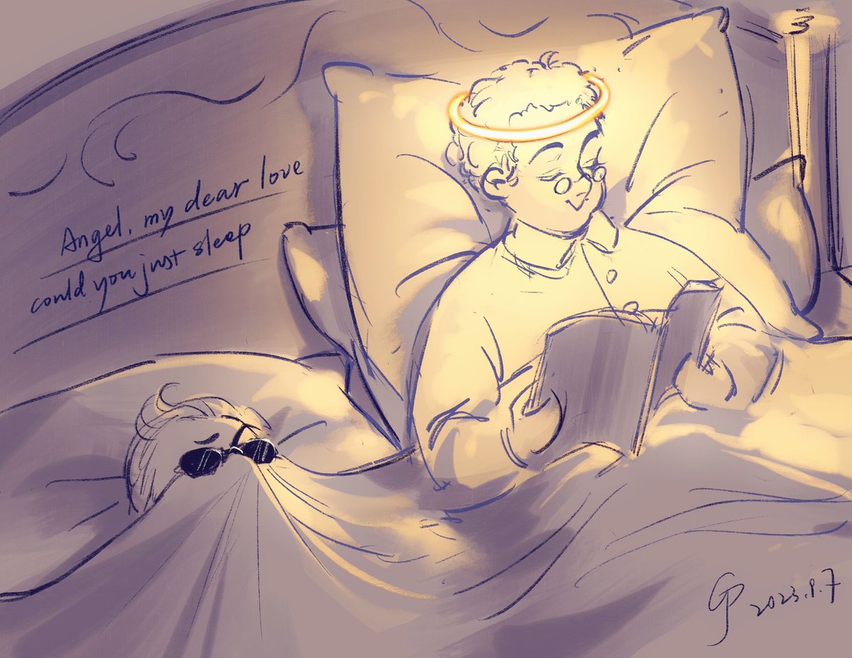 Azi’s halo can also be used as night light.
#GoodOmens #GoodOmens2 #GoodOmensFanArt #ineffablehusbands #aziracrow