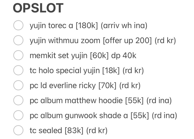 ★⠀— wts (want to opslot) yang ada di pict

dm/line on bio!

tags; han yujin seok matthew park gunwook ricky pc photocard pob wts want to sell want to opslot trading card md fancon lucky draw