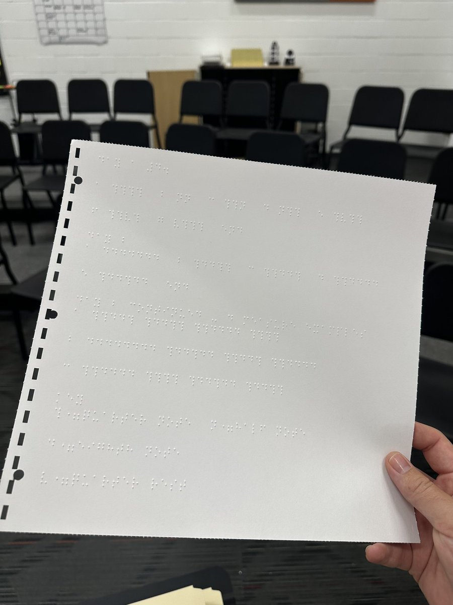 ChoirCole's tweet image. Huge shout out to @tobyrush for his Braille Music Notation software! This is the first 2 days of Krueger rhythm exercise transcribed into braille for one of my students. Now 100% of the class will be learning to read music together.