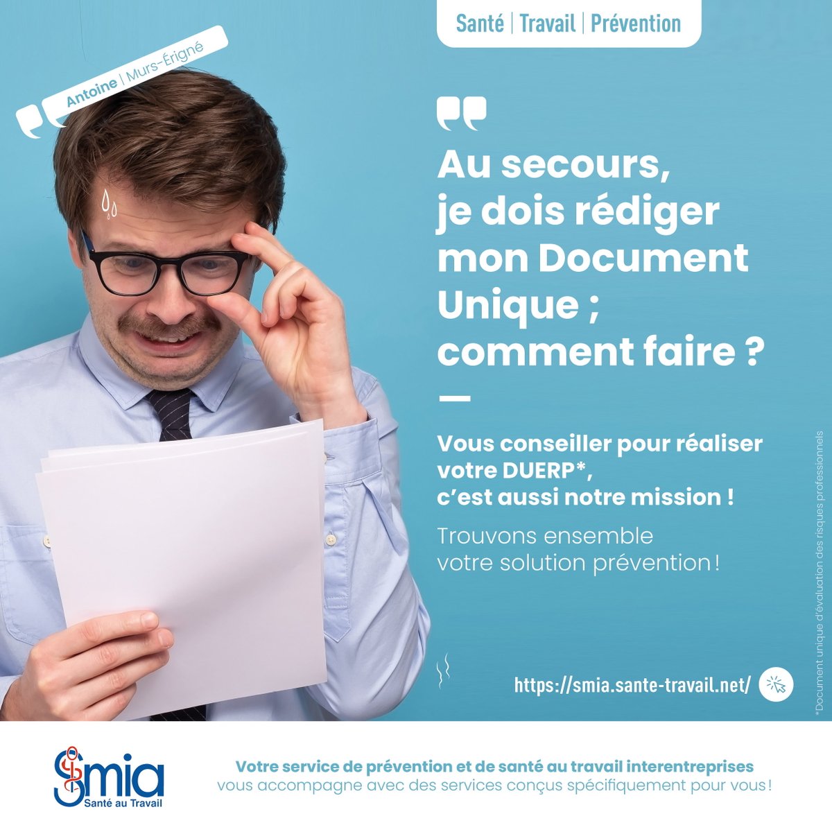 SMIA_49's tweet photo. 🤷‍♀️Au secours, je dois rédiger mon Document Unique : comment faire ?

☑Obligatoire, il structure les démarches de #prévention, consigne les #risques et porte les plans d’amélioration des conditions de #travail.

🔗 : https://t.co/0nK8QSCjjr https://t.co/NbpAzXhlIZ