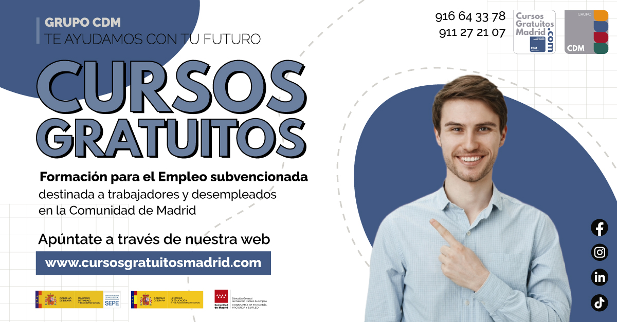 📣 CURSOS GRATUITOS para trabajadores y desempleados en Comunidad de Madrid.  

Si tienes cualquier duda, escríbenos por chat o llama al 📷 916 64 33 78 / 911 27 21 07 
cursosgratuitosmadrid.com 

#cursosgratuitos #cursosparatrabajadores #cursosparadesempleados #empleo #sepe