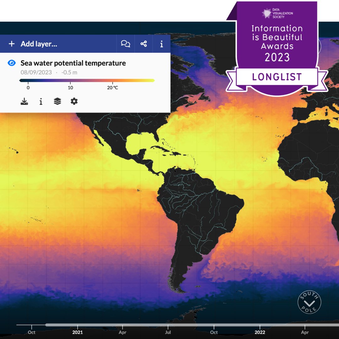 lobeliaearth's tweet photo. We're thrilled to share that our talented developers have been recognized for their outstanding work on MyOceanViewer 🎉✨
➡️ longlisted for the 2023 Information is Beautiful Awards!
#DataViz #IIBAwards #InformationIsBeautiful #RStats @infobeautiful
https://t.co/XfjTfxpf07 https://t.co/E3zh9gVJ0S