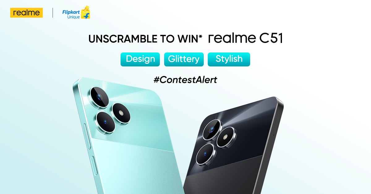 realmeIndia's tweet photo. #ContestAlert 
Comment to win* #realmeC51!

Dig a little deep, unveil the champion feature from the scrambled text to win* #realmeC51.

Answer using #ChargingKaChampion 

T&amp;C: https://t.co/KwkLiFVYsd https://t.co/KTOTqNKHI5