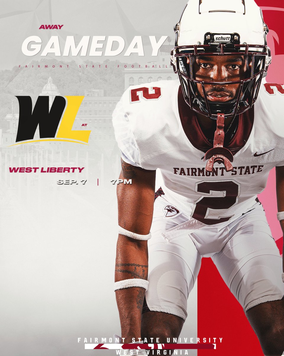 FairmontStateFB's tweet photo. 𝐒𝐭𝐚𝐫𝐭𝐢𝐧𝐠 𝐜𝐨𝐧𝐟𝐞𝐫𝐞𝐧𝐜𝐞 𝐩𝐥𝐚𝐲 𝐨𝐧 𝐭𝐡𝐞 𝐫𝐨𝐚𝐝.

🆚 West Liberty
⏰ 7 p.m.
📍 West Family Stadium (West Liberty, WV)
📹 https://t.co/F2lu0E2mWm
📊 https://t.co/cC7AIrP3G1
📻 @sky1065 

#SoarFalcons https://t.co/IQD2Qxch0j