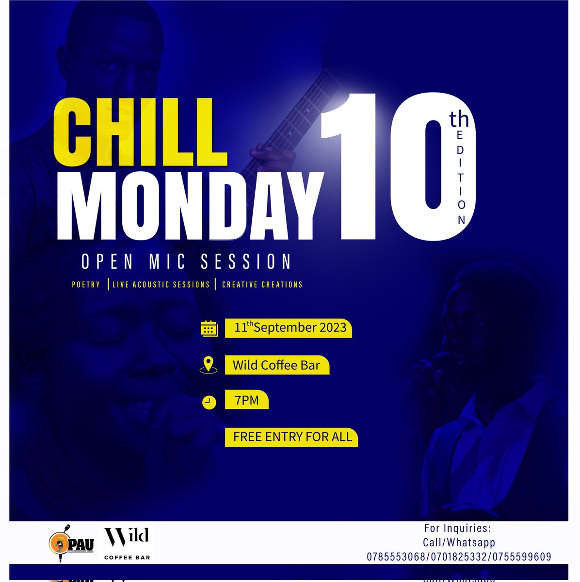 #PoetryUgEvents

The #ChillMonday #OpenMic evening at @wildcoffeebar1 keep getting sweeter and sweeter every week. 

Here we are with the 10th Edition. Scheduled for 11th September. 

Join us!