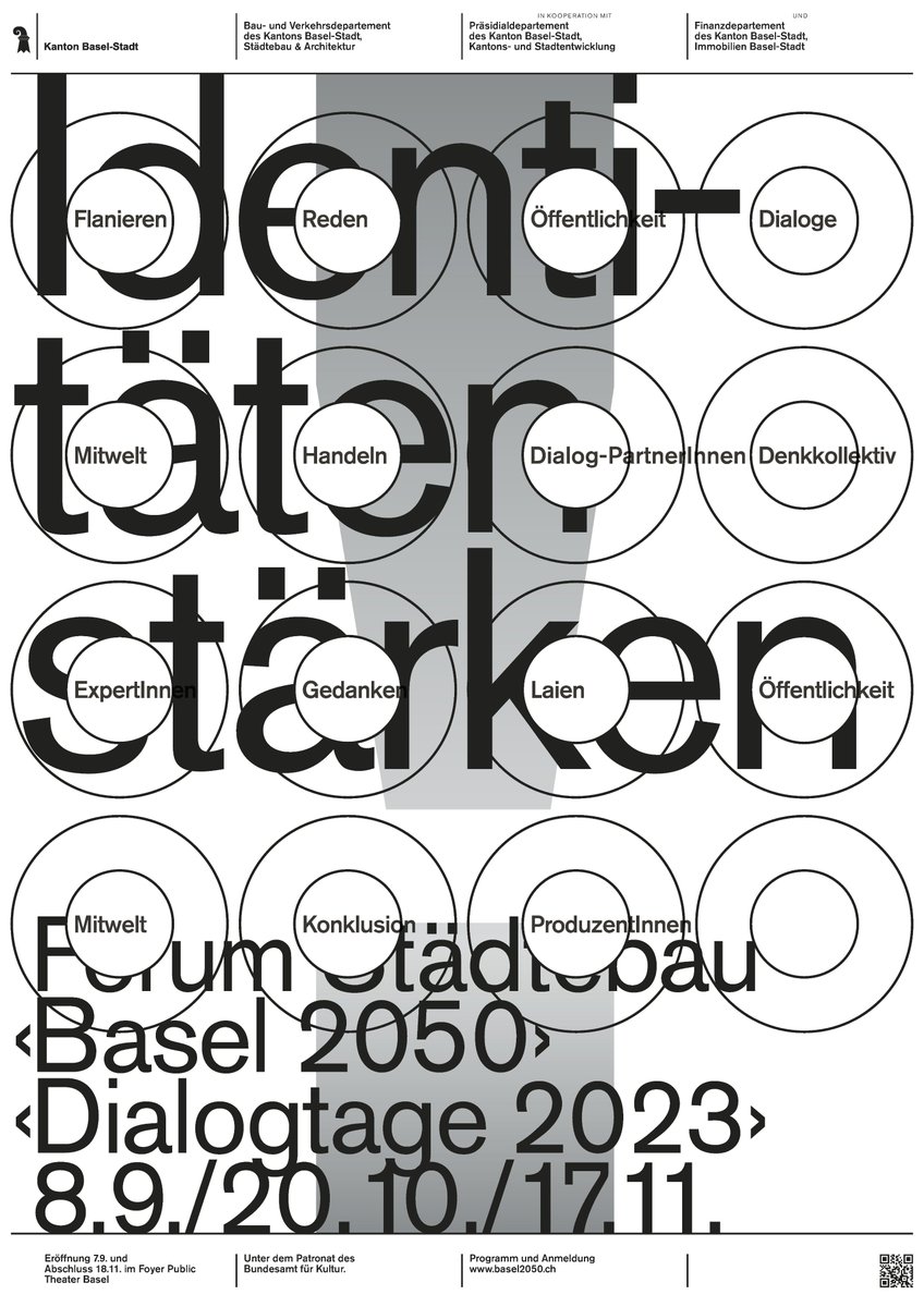 The 'Dialogtage 2023' will open on Thursday, 7 September, 5 p.m. in the Foyer Public of the Theater Basel. The series of dialogue days is open to everyone interested and moderated by S AM Swiss Architecture Museum and kühne wicki future stuff: basel2050.ch