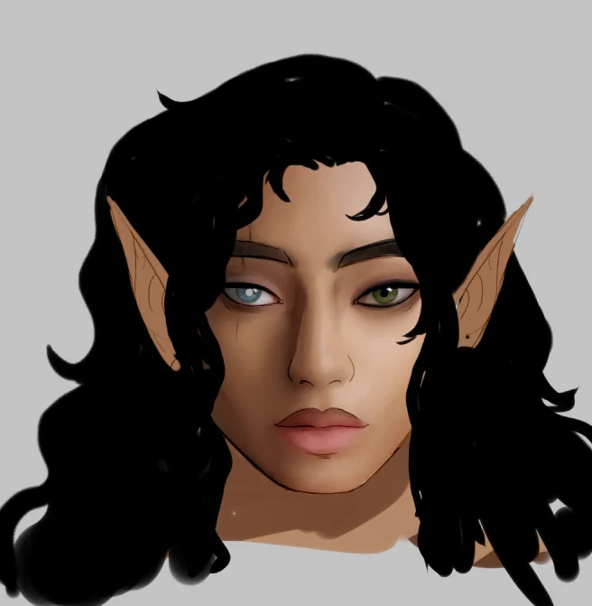 Trying to draw Azarel in a possible ending where she is polymorphed into a High Elf so that she can truly be with her lover forever... Girl 