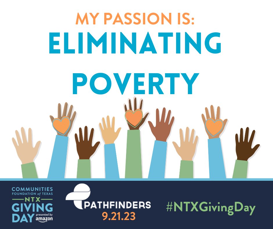 If you’re also passionate about eliminating poverty from our community, share this post and join us on Sept. 21st for <a href="/NTxGivingDay/">North Texas Giving Day</a> as we raise funds to support our mission of eliminating poverty from our community! #PathfindersTC #NTxGivingDay #MyPassion lnkd.in/gRWAPXfa