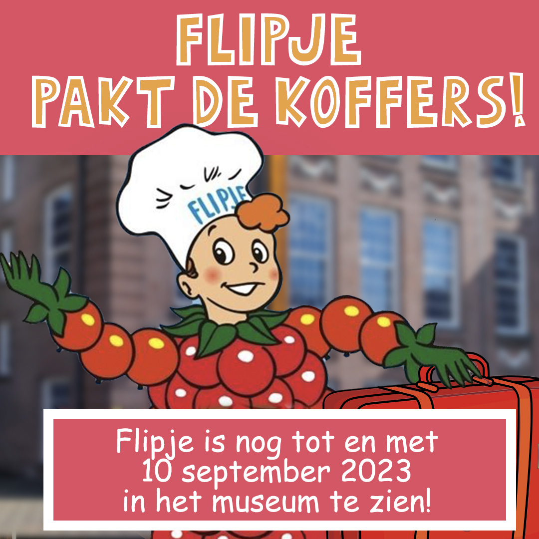 Flipje pakt zijn koffers, hij heeft bijna vakantie. Hij is t/m zondag 10 september te zien in het museum. Op 10 september (Open Monumentendag) kun je gratis het museum bezoeken tussen 12:00 en 17:00 uur. #Tiel #Flipje #Betuwe #streekmuseum #vakantie #uitintiel #appelpop