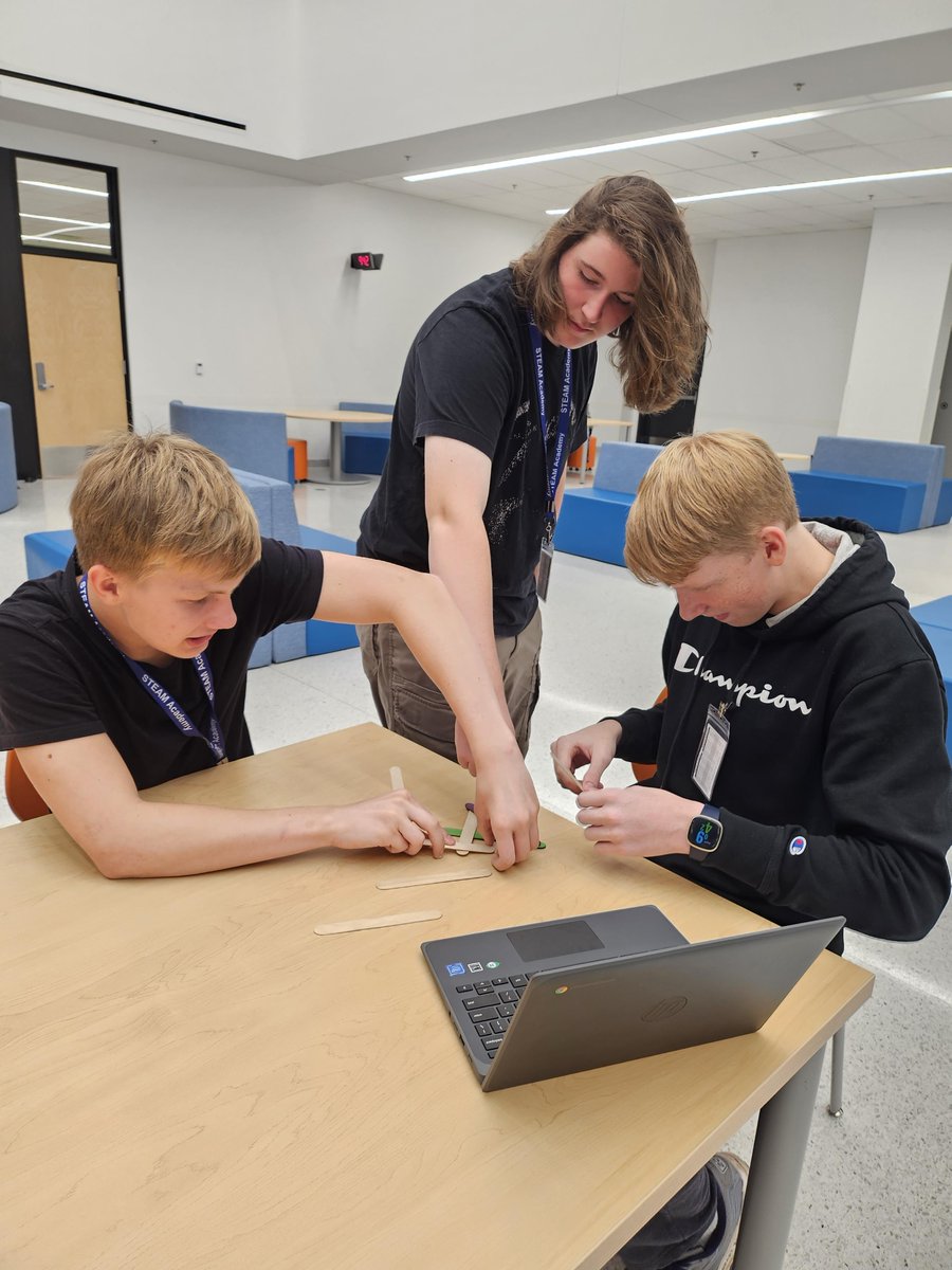STEAMhigh's tweet photo. Engineering students developing their team working and problem-solving skills. Harnessing energy using only popsicle sticks. We had a lot of "potential" until we let go and became beautifully "kinetic". https://t.co/YAfyVPro7d