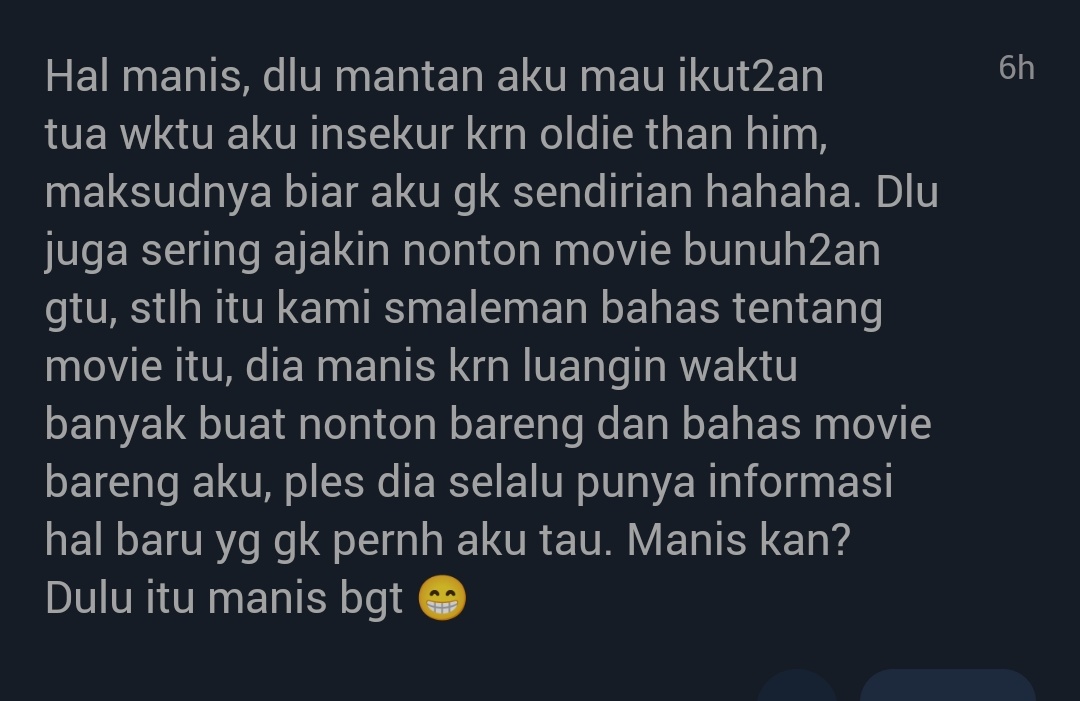 Yuk langsung aja ke cerita pertama. Emang seru banget yaa movie date begini. Dulu aku juga pernah.... Dulu.