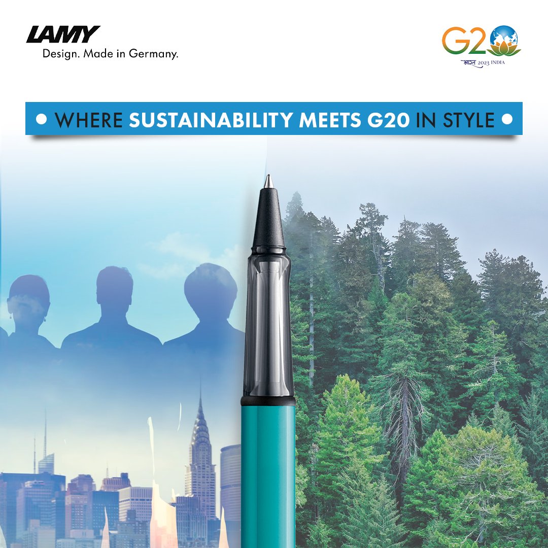At G20, sustainability is on the agenda, and at LAMY, it's in our DNA. Our pens are thoughtfully designed using eco-friendly materials, aligning with the environmental discussions at G20. Let's write a sustainable future together, with style. 🌿🖋️ #G20 #India #G20SUMMIT