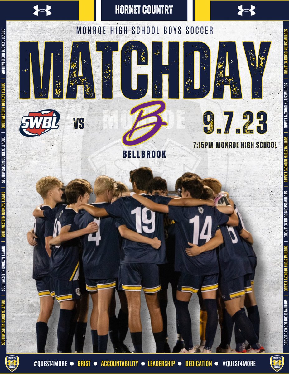 MHS_Nets_Soccer's tweet photo. Big SWBL Matchup tonight as Monroe hosts Bellbrook in the first leg of the 2023 season. #quest4more
🆚 Bellbrook Golden Eagles
📆 Thursday, September 7th
⏰ 7:15pm
📍 Monroe High School https://t.co/2IlTAhKFwE