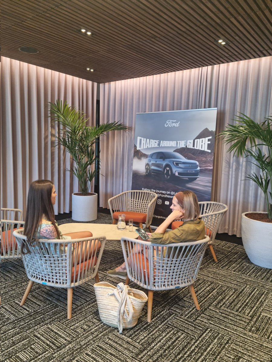 STinnemann's tweet photo. Speaking to @CNTravelerSpain about the love for travel and the challenges awaiting Lexie on her upcoming trip around the world in the electric Explorer. #ChargeAroundTheGlobe @CristinadelRey https://t.co/yDMD5SIp00