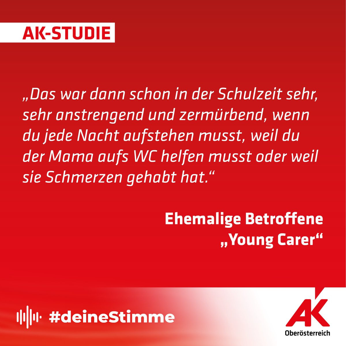 AKLinz's tweet photo. Neue #AKStudie zeigt: In OÖ #pflegen 44.000 Jugendliche und junge Erwachsene als #YoungCarers oder #YoungAdultCarers ihre Angehörigen neben Schule oder Beruf. 🥵 Viele fühlen sich dabei im Stich gelassen. Die AK fordert Maßnahmen zur #Entlastung! 👉 https://t.co/hR5kL1R1kV https://t.co/lsMBczGMO5