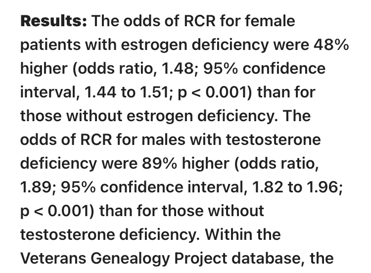 Strong association between hormone deficiencies in males and females and having a rotator cuff repair @ShoulderGeek1 pubmed.ncbi.nlm.nih.gov/35506951/