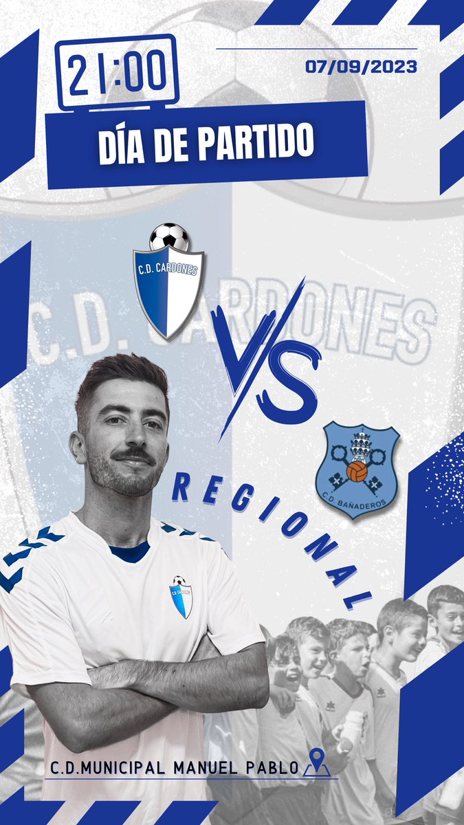 CDCardones1945's tweet photo. 💥 DÍA DE PARTIDO !!! 

🔹Nuestro Regional comienza hoy la temporada. Enfrentamiento contra el @CdBanaderos en su casa. 

💪🏼 ¡Vamos todos a una, te esperamos!!! 💙 https://t.co/x0Mbj9zWdj