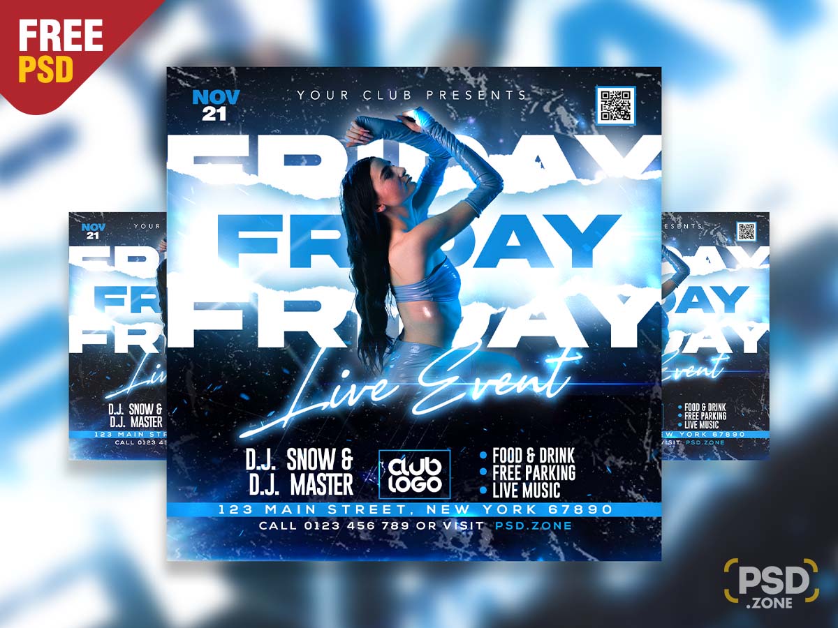 Free Friday Live Event Party Social Media Post PSD 
Free Download &gt;&gt; psd.zone/social-media/f…

#freepsd #psd #photoshop #socialmedia #facebookpost #Instagrampost #partypost #freetemplate #fridaynightparty #instagram #weekendnight #weekendparty