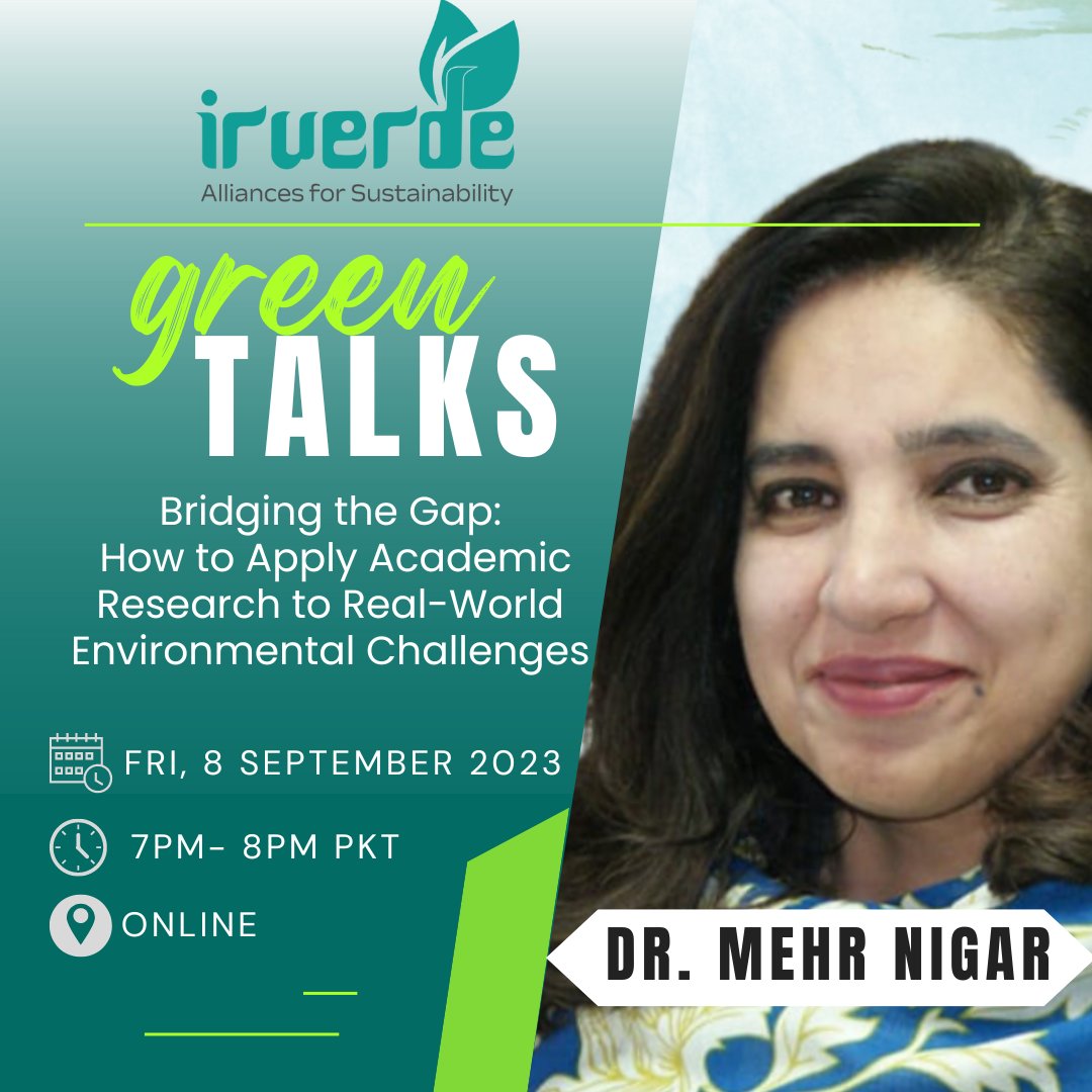 irverde's tweet photo. Introducing our distinguished speaker for the 4th edition of Green Talks: Dr. Mehr Nigar, a passionate academic and a leading expert in environmental sustainability.Join us for an enlightening session with Dr. Nigar!
#GreenTalks #Sustainability #EnvironmentExperts #irverde https://t.co/ZYSDOIHhnG