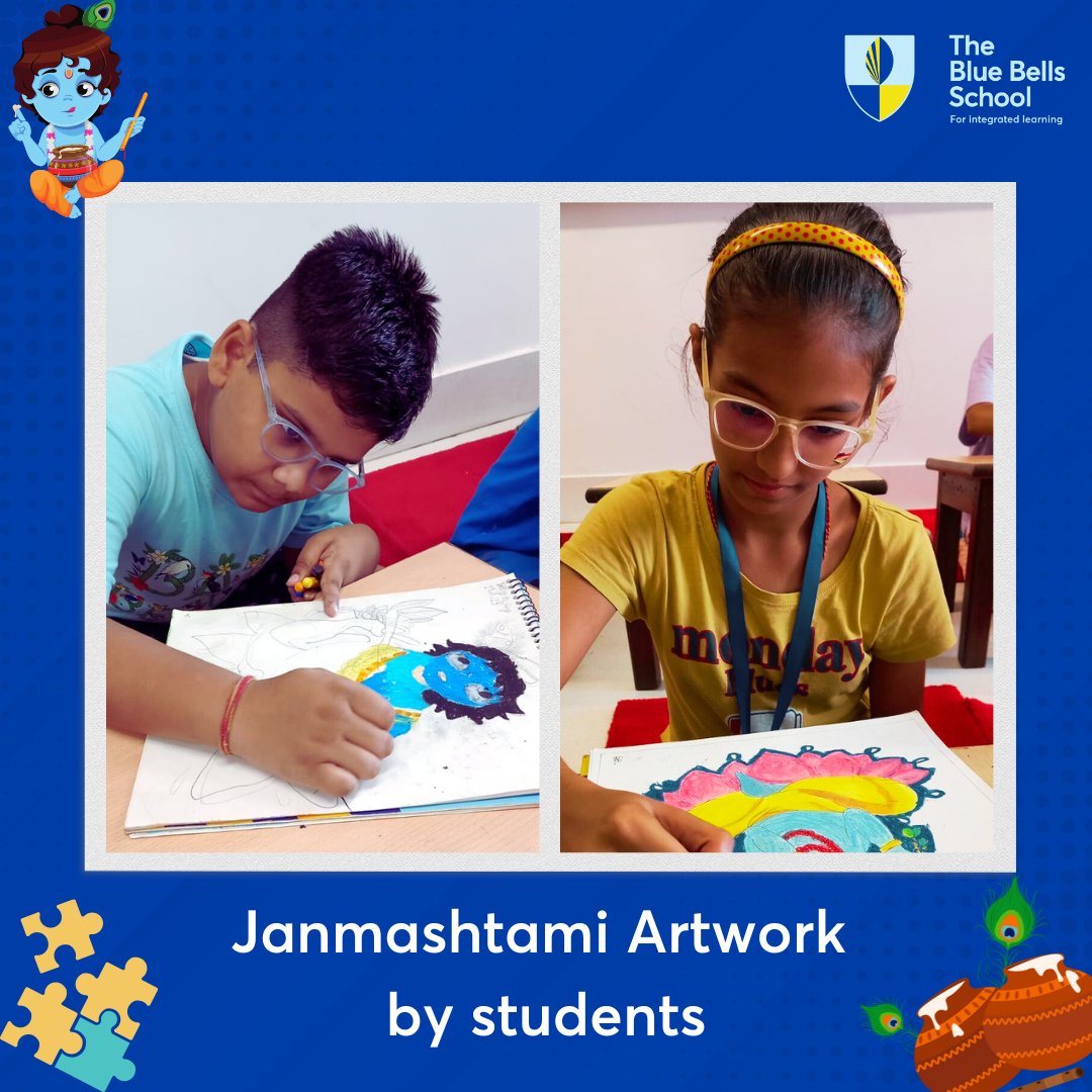 On the auspicious occasion of #Janmashtami, the students of #TheBlueBellsSchool showcased their artistic talents by creating stunning artworks. 

#BestSchoolInGurugram #Gurugram #ExperientialLearning #JanmashtamiCelebration #Janmashtami2023 #Artwork #LordKrishna #SchoolActivity