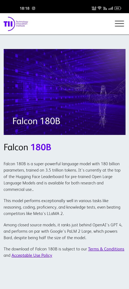 kevalsaud25's tweet photo. Falcon 180B was trained on 3.5 trillion tokens on up to 4096 GPUs simultaneously, using Amazon SageMaker for a total of ~7,000,000 GPU hours. This means Falcon 180B is 2.5 times larger than Llama 2.

 Stands between GPT  3.5 and 4.
Blog Post hugging face:- https://t.co/czTuakWhu3 https://t.co/2PUPrOApRD