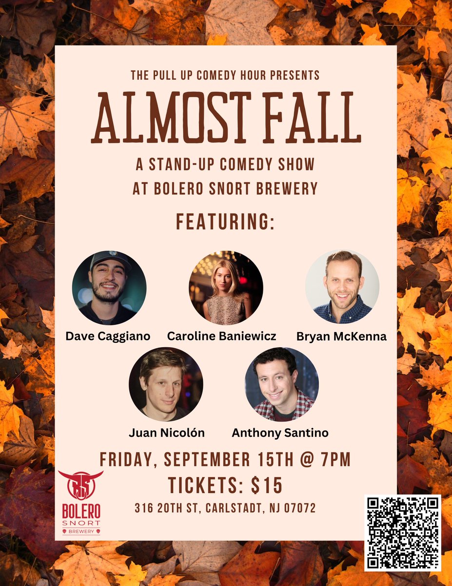 So excited to welcome this great lineup of comedians to the brewery on Friday, 9/15. 

Show starts at 7pm - get your tickets before they're gone! 🍻

tinyurl.com/pullupatbolero