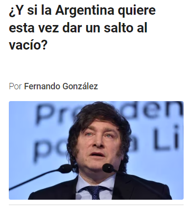 Estimado Fernando González de  <a href="/infobae/">infobae</a> "La Argentina hace años que cayó al vació" No nos dimos cuenta o no queremos darnos cuenta?