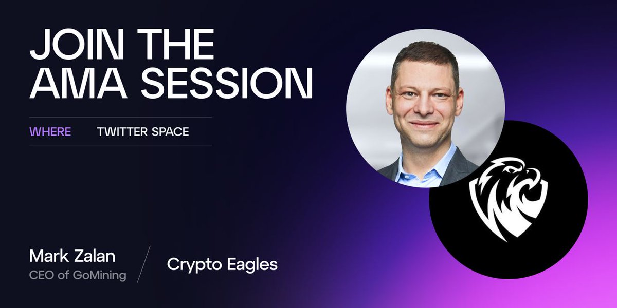 GoMining's tweet photo. โฑ๏ธJust an hour left before the AMA session with GoMining CEO Mark Zalan and @CryptoProject6.
๐๐ปWe hope that you all have freed up time to join this interesting conversation!
๐ง๐ปโ๐ปMeet at 2 PM UTC at this link: https://t.co/ZcibQsfigL
Don't miss it!
#GoMining #CryptoEagles #AMAsession