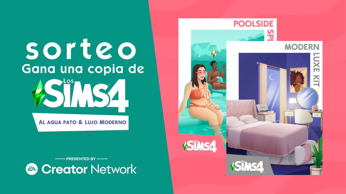InfoSimmer's tweet image. SORTEO #LosSims4 🚨

¡Gana una copia de Los Sims 4 Al Agua Pato o Lujo Moderno Kit!

Requisitos:

- Síguenos
- Like y RT
- Menciona el kit que deseas.

Sorteo internacional - PC/Mac/Xbox/Play Station 
Finaliza este domingo 10 de septiembre #EACreatorNetwork