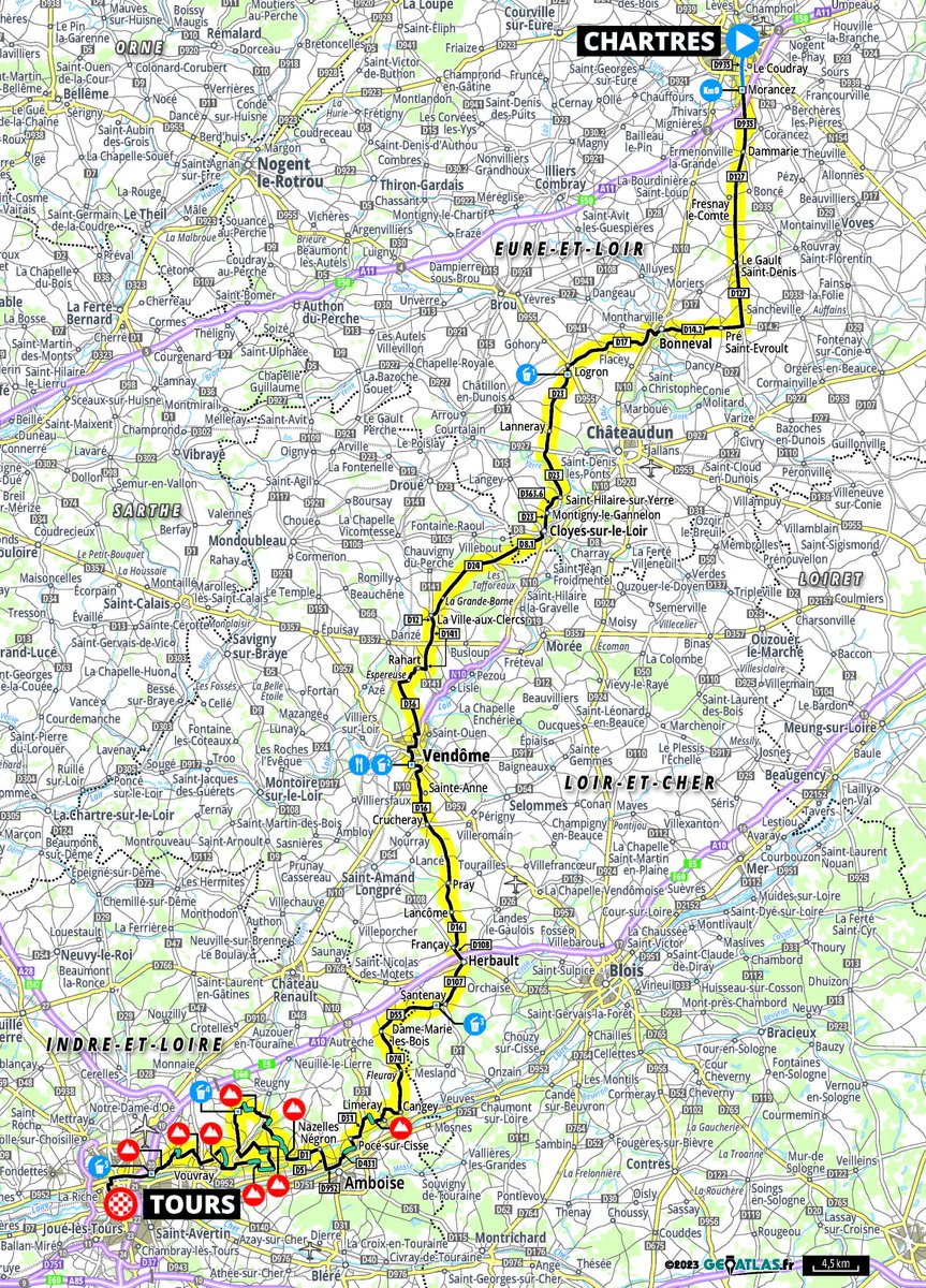 ParisTours's tweet photo. 🔎 Voici le parcours de la 117ème édition de #ParisTours :

🔎 Here is the route of the 117th edition of #ParisTours:

🚩 @VilledeChartres - @villedetours 🏁
📏 213,9 km
🍇 10 chemins de vignes / 10 vineyard tracks

🗓 Dimanche 8 octobre / Sunday October 8. https://t.co/BJsjxFITdU