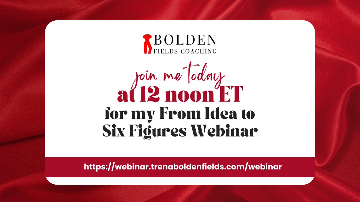 TrenaBFields's tweet photo. Join me today at 12 noon ET For my from Idea to Six Figures Webinar https://t.co/q7LzOsfCXK https://t.co/VNPKUnRaT9