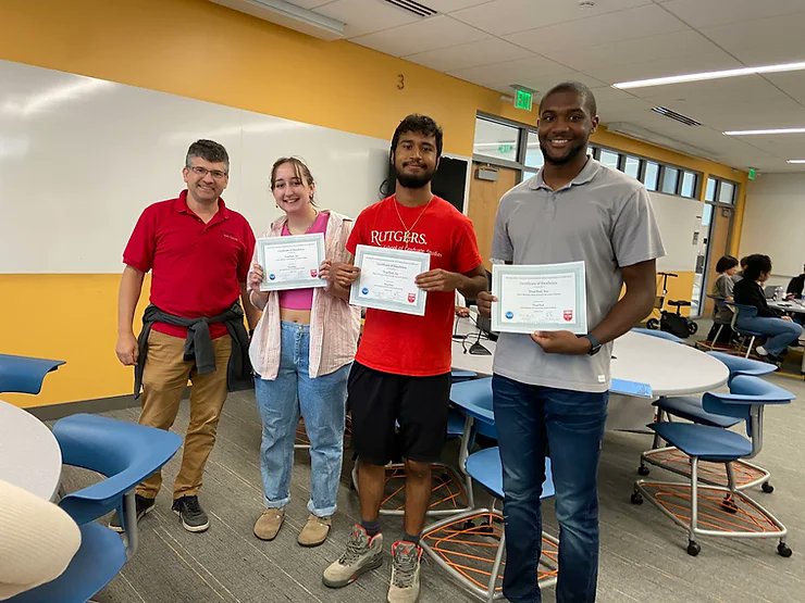 Grace Solomon, Zaccchaeus Wallace, and Shaun Montoya are the proud winners of this years Cellular Bioengineering REU Innovation &amp; Entrepreneurship competition. More information can be found on our website rise.rutgers.edu/post/winners-o…