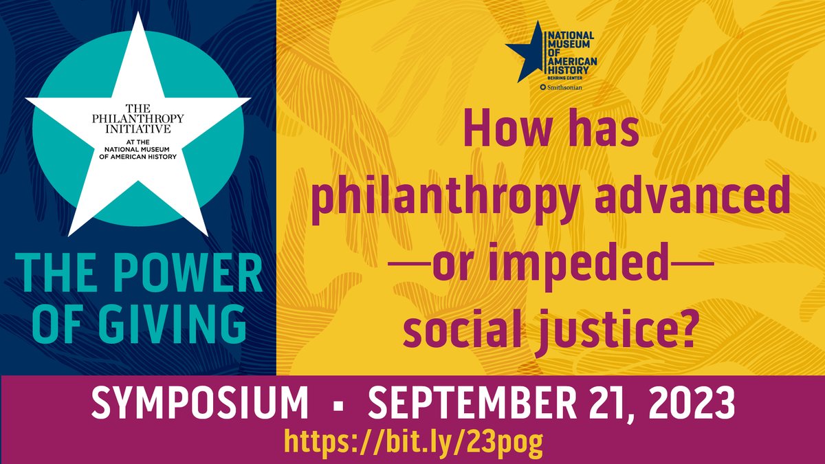 amhistorymuseum's tweet photo. How has philanthropy advanced – or impeded – social justice? Join us on Sept. 21 for the 2023 Power of Giving symposium as experts discuss this question and more.

Register here: https://t.co/cbbu9HcV0U https://t.co/TMwX9OrmjM