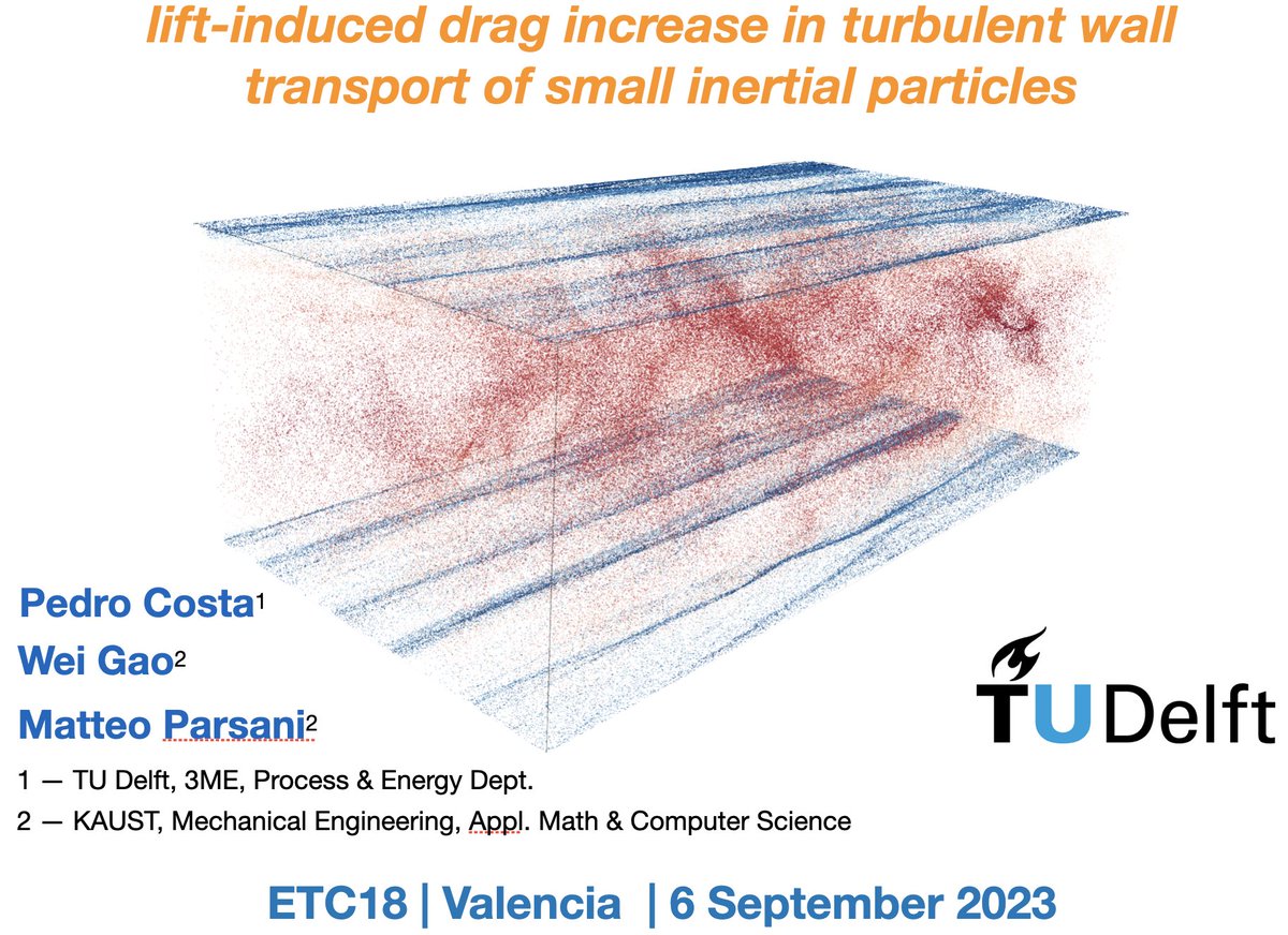costa_p's tweet photo. Had a blast at #ETC18 in Valencia, where we preached that lift forces have dramatic consequences in the dynamics particle-laden of turbulent wall flows. Neglect them at your own risk!
Thanks to the organizers for the great conference. https://t.co/ZJdIxLvBn3